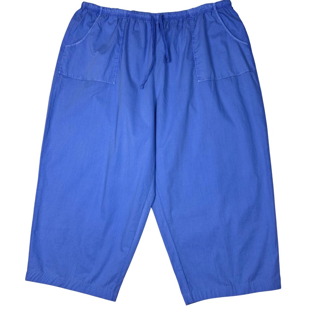 Fresh Produce 3X Topstitch Sheeting Capris Peri Wide Leg Elastic Waist Dopamine